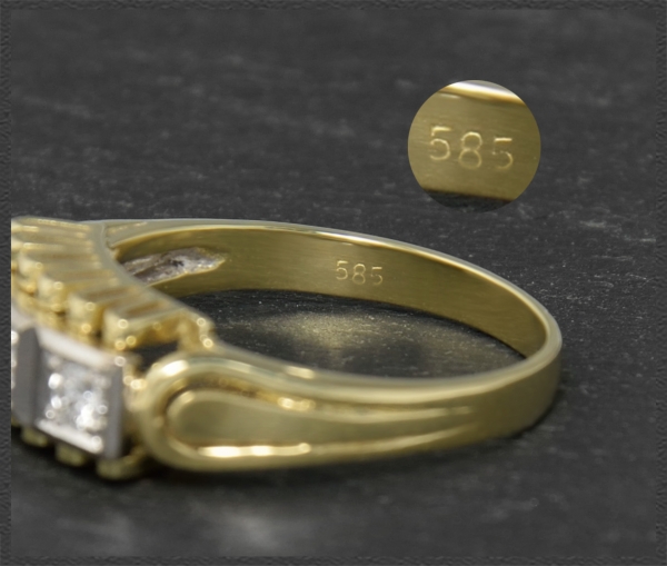 Diamant Ring 585 Gold, Antik um 1930, 0,28ct